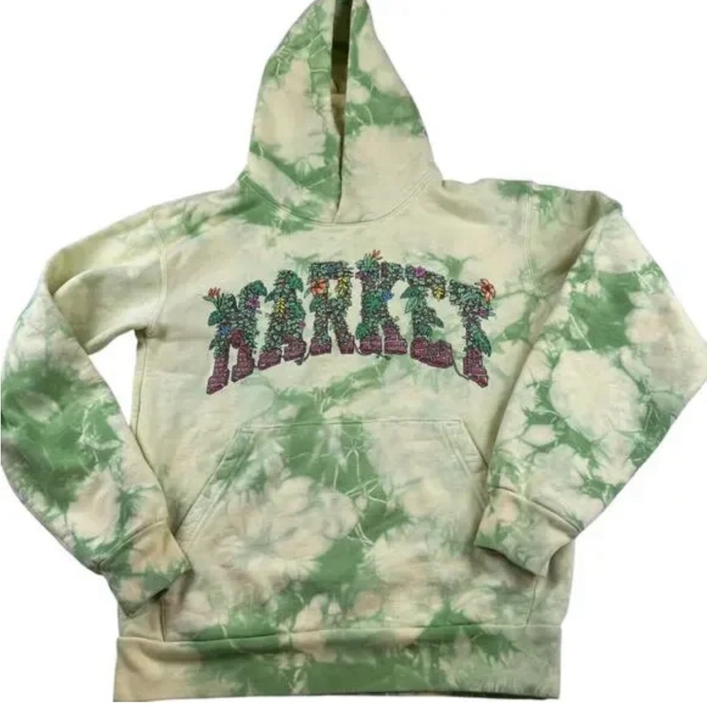 Chinatown Market Men's Hoodie Brick Ivy Logo Graphic Cotton Tie Dye Green S nwot